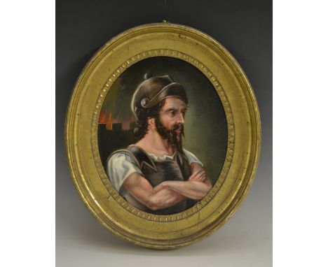Continental school (early 20th century)
Portrait of a Roman Centurion
oil on board, 21cm x 25cm (oval), framed