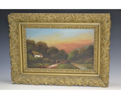 H Buston (19th century)
The River Bridge
signed, oil on panel, 23.5cm x 38.5cm