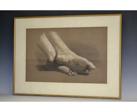 W. Tyler,
Feet, a study in light,
Chalk and Charcoal, signed and dated 1872, 46cm x 30cm, framed