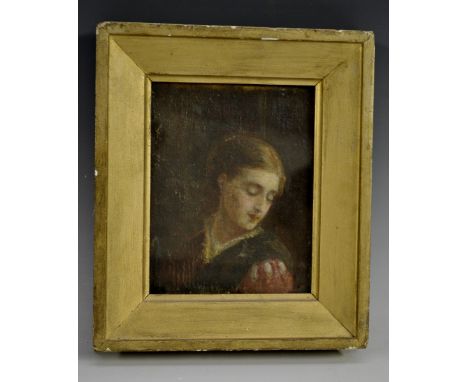 English school (19th century)
A Victorian Portrait of a Young Lady,
oil, 12cm x 15cm, framed