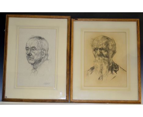 Herbert Roberts
An Octogenarian
signed, charcoal drawing, 39cm x 29.5cm; another (2)


Labels to verso for R Jackson & Sons, 