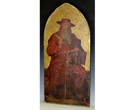 Continental School (19th century)
St Gerome and the Lion
oil on metal, arched panel, 70cm high, 33cm wide