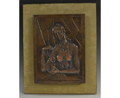 Vivama Crakalic
cubist portrait of a lady,
signed, copper on panel.