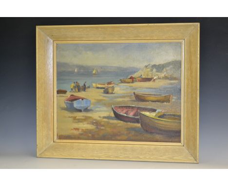 W Clement Smith
Rowing Boats on the Beach
signed, oil on hardboard panel, 34.5cm x 45cm