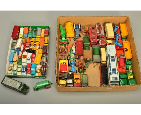 A QUANTITY OF UNBOXED AND ASSORTED PLAYWORN DIECAST VEHICLES, to include Budgie Toys Scammell Scarab Van, No.238, Dinky Super