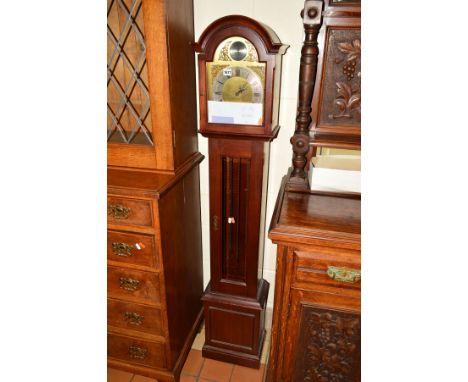 A REPRODUCTION MAHOGANY LONGCASE CLOCK, fitted with a FHS, Germany movement, height 162cm (key) 