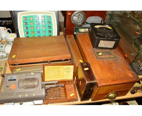 A QUANTITY OF SUNDRY ITEMS, to include 'National Time Recorder' an electric table top Bingo number card with plastic surround