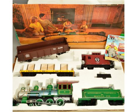 A BOXED BACHMANN G SCALE BIG HAULER ELECTRIC TRAIN SET, No.90-0100, comprising 4-6-0 locomotive No.6 Atchison, Topeka and San