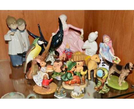 A GROUP OF ORNAMENTS, to include Royal Doulton 'Wendy' HN2109, Coalport 'Polly' and 'I Love You', Nao choir boys figure group