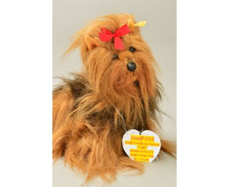 A STEIFF YORKSHIRE TERRIER 'TAFFY', No.4192/25 (079306), complete with button to ear and chest tag, height approximately 25cm