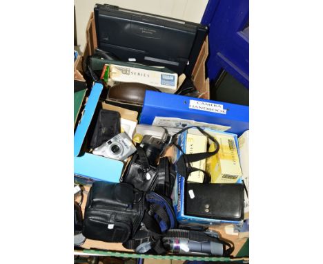 TWO BOXES OF ELECTRONIC EQUIPMENT, to include Psion Series 3A pocket computer, Fuji Finepix S Digital camera, JVC video camer
