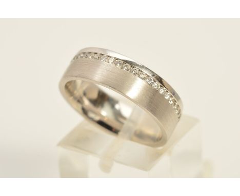 A MODERN 18CT WHITE GOLD DIAMOND FULL ETERNITY/WEDDING BAND, estimated total diamond weight 0.75ct, satin finish, measuring a