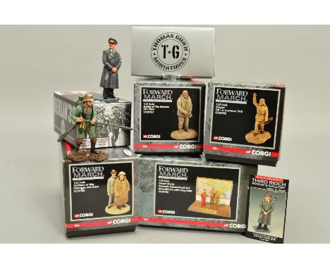 A BOXED KING &amp; COUNTRY ADOLF HILTER STANDING METAL FIGURE, No.LAH124, a boxed Thomas Gunn Miniatures metal Flamethrower f