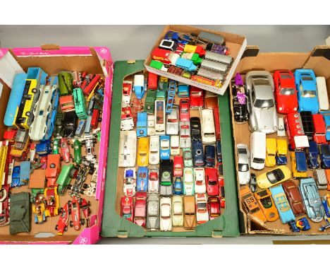 A QUANTITY OF UNBOXED AND ASSORTED PLAYWORN DIECAST VEHICLES, to include Corgi Riley Pathfinder Police Car, No.209, Jaguar 2.