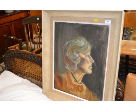 Unsigned oil on board portrait study of a lady
