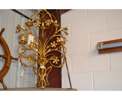 A large gilt metal five branch light fitting 