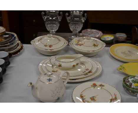 A collection of Myott "Sunburst" dinnerware and an Alfred Meakin teapot 