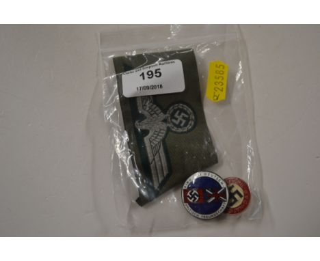 German WW2 DAP National Socialist Party badge with German and British friendship badge, and army breast eagle 