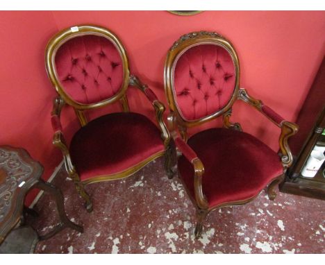 His & hers button back armchairs