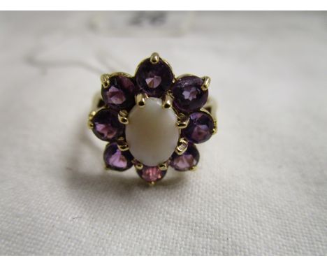 Gold amethyst & opal set ring