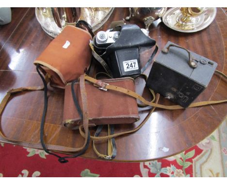 Collection of vintage cameras to include Kodak