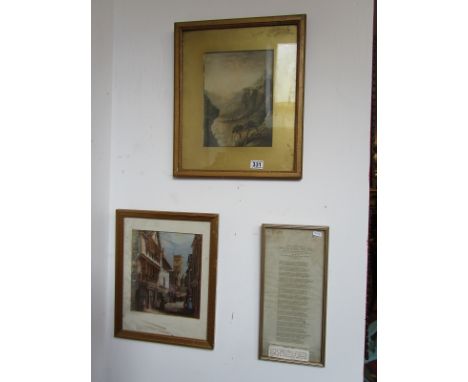 2 watercolours &amp; framed hunting poem