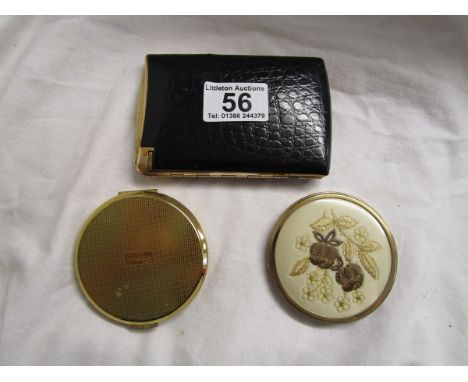 Ladies cigarette case, mirror and compact