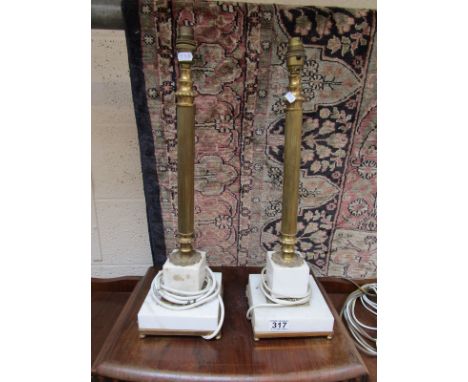 Pair of marble & brass lamp bases