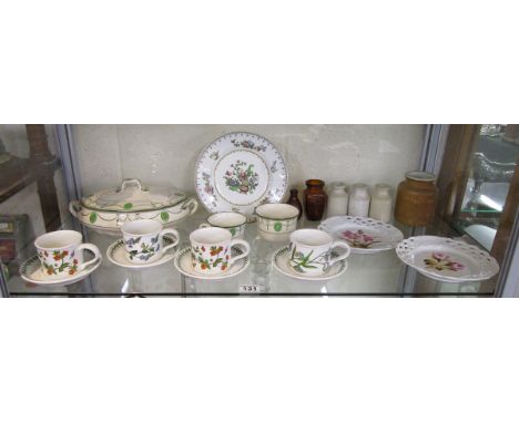 Shelf of collectables to include Botanic Garden Portmeirion & Royal Doulton