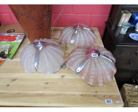 3 vintage glass shades