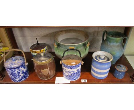 Shelf of collectables to include T G Green Cornish ware