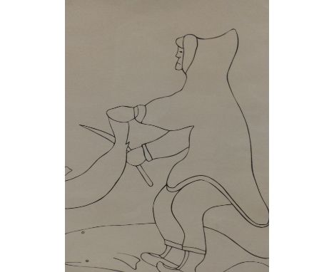 INUIT ART.&nbsp; RUPEE NATSIAPIK (1933 - ****).&nbsp; SELF PORTRAIT.&nbsp; PENCIL SIGNED AND NUMBERED 19/40.&nbsp; 1981&nbsp;
