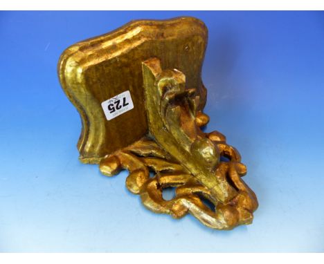 THREE FLORENTINE STYLE SMALL GILT WALL BRACKETS, TOGETHER WITH A TWO LIGHT SCONCE (4).