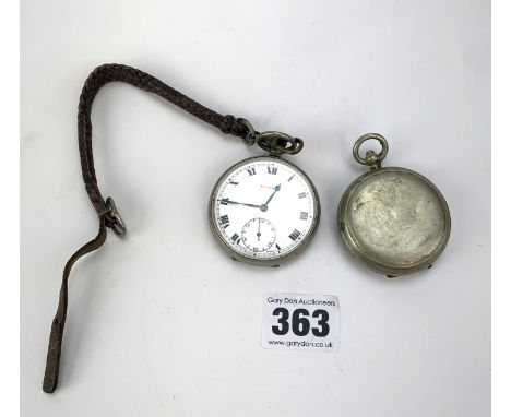 Plated Albion pocket watch, not running and plated compass, working