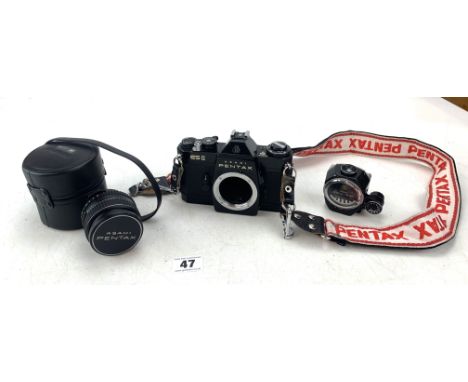 Asahi Pentax ESII camera no. 6628628 with Pentax light meter and  Pentax lens in Olympus case