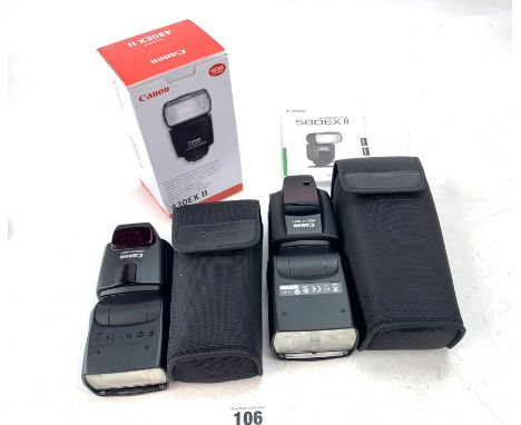 2 Canon flashes - Speedlite 430EX II (boxed) and Speedlite 580EX II (cased with manual)