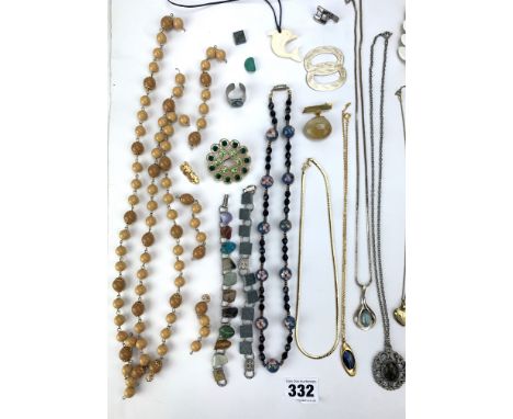 Bag of assorted dress jewellery comprising beads, necklaces, bracelets, brooches &amp; ring