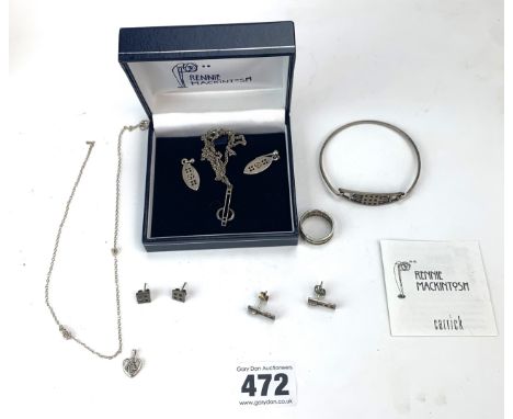 Renee Mackintosh by Carrick silver &amp; metal jewellery comprising bangle, 2 silver necklaces &amp; pendants, silver ring &a