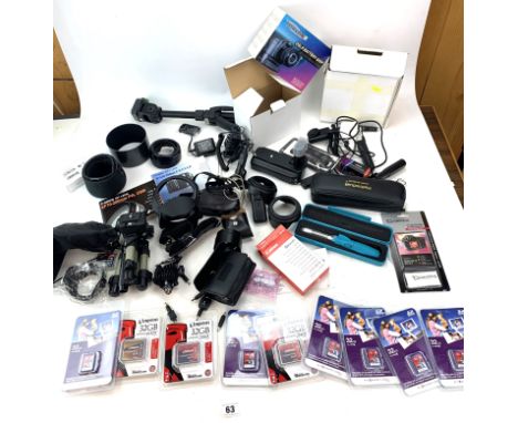 Camera accessories inc. Flashes, memory cards, tripod, holders, battery grips, dust cleaners, lens covers etc.