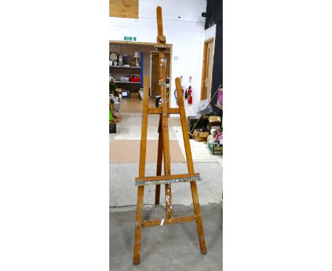 Large wooden folding artists easel marked APA