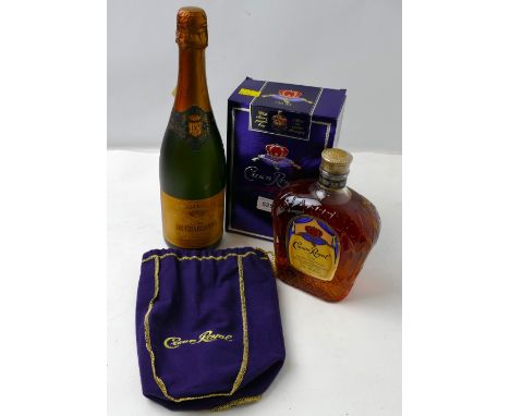 Bottle of Duc de Charalanne Champagne and boxed bottle of Crown Royal Canadian Whiskey 750 ml