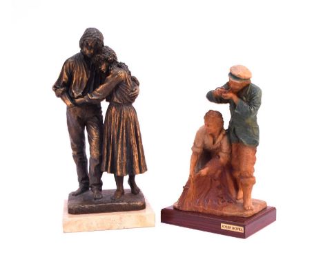 After Josep Bofill (b.1942, Barcelona), two cast resin figuresThe first in polychrome, of two fishermen hauling a catch, 32cm
