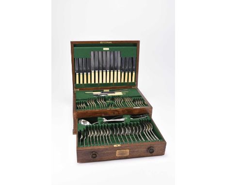 Walker &amp; Hall: A suite of electroplated cutleryComprising eight place settings together with serving utensils and carving