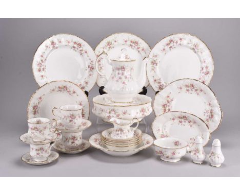 A collection of Paragon Victoriana Rose pattern dinner and tea/coffee wares, comprising; six dinner plates, six soup bowls, s