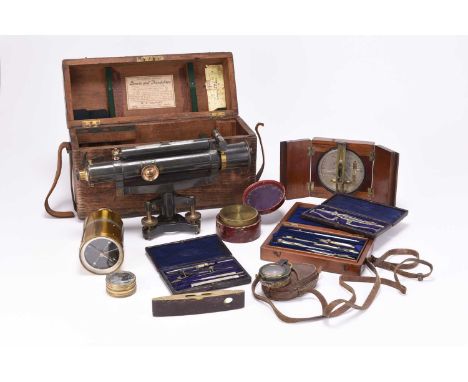 A collection of surveying and other instrumentsIncluding: A mahogany cased theodolite by E.H.Robinson of London and Shrewsbur