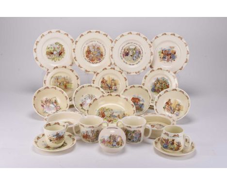 A large collection of Royal Doulton, Wedgwood and other licensed Beatrix Potter Peter Rabbit ceramics, including moneyboxes, 