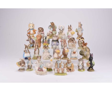 BEATRIX POTTER - A collection of thirty figures, including Royal Albert: Jemima Puddleduck with Foxy Whiskered Gentleman; Flo