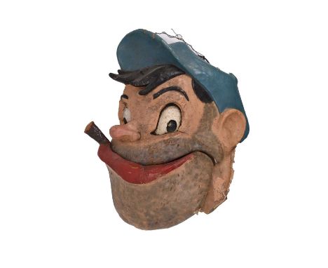 A large vintage composite automata head of Bluto, 1930S-40SThe Popeye cartoon character with electric motor powered opening m