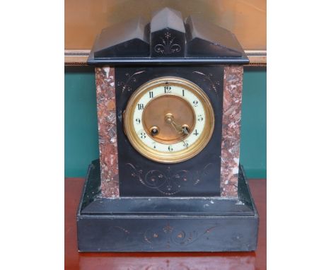 DECORATIVE BLACK SLATE MANTLE CLOCK