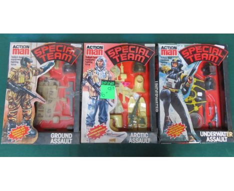 THREE LARGE SIZE ACTION MAN OUTFITS, CARDED, INCLUDING SPECIAL TEAM UNDERWATER ASSAULT